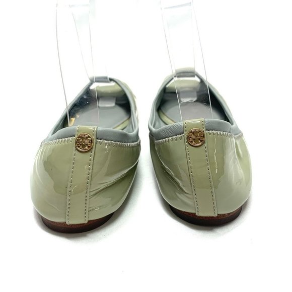 Tory Burch Stylish Green Peep-Toe Flats - Picture 4 of 8